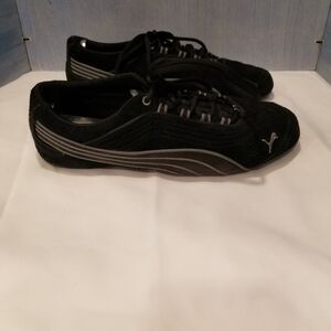 Puma Black Suede Sneakers with Gray Accents